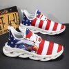 Men’S Plus Size Patriotic Eagle Sneakers – American Flag Design, Comfortable Casual Shoes with Blade Sole for Outdoor & Training, Lace-Up Closure, Low-Top Fabric Upper, Rubber Sole, All-Season Wear