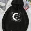 Women’S Printed Fashion Hoodie, Comfortable Fleece Lined Pullover with Kangaroo Pocket and Loose Fit, Casual Wear for Autumn and Winter, Soft Material