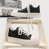 Men’S Korean Style Casual Sneakers – Black & White Low-Top Lace-Up Shoes with Thick Cushioned EVA Sole, Breathable Fabric Upper & Round Toe Design for All-Season Comfort, Versatile for Running, Daily Wear & Casual Outings, Running Footwear, Modern Sneakers, Durable Footwear, Skate Penny, Tom Penny, Men’S Platform Shoe, Men’S Thick-soled Sneakers, Low-top Shoes, Men’S Sneakers, Men Platform Boot, Shoe Skateboard