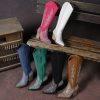 Women’S Vintage Embroidered Pointed Toe Chunky Heel Mid-Calf Boots – Black Fabric with Sparkling Embellishments, Zipper Closure, All-Season Dress Shoes, Rubber Sole & Synthetic Cover Insole, Dressy Footwear, Embellished Footwear, Durable Footwear