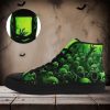 Men’s Plus Size Gothic High-Top Sneakers with Skull & Zombie Hand Print – Green Glow Accent Dark Gothic Design, Lace-Up Casual Shoes for Halloween, Urban Streetwear & Everyday Comfort (Breathable Fabric & Cushioned Rubber Sole) – All-Season Trainers