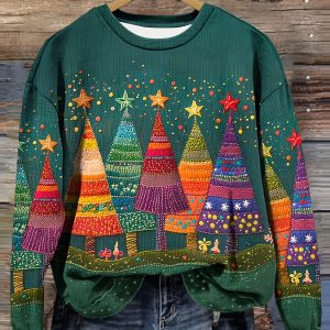 Women'S 3D Printed Christmas Sweater with Festive Tree & Snowflake Pattern - Soft Green Crewneck Pullover, Long Sleeve Casual Sweater with Multicolor Holiday Motifs, Machine Washable All-Season Comfort for Christmas Parties & Casual Attire, Christmas Sweatshirt, Crewneck Sweatshirt Women, Sweatshirts For Women, Sweatshirt, Women Sweatshirt, Womens Sweatshirts, Christmas Gifts, Cute Sweaters, Sweater Hoodie, Green Sweatshirt, Graphic Sweater, Hoodie Mujer, Green Sweater, Hoodie Women