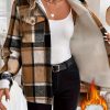 Women’s Casual Plaid Hooded Jacket with Fleece Lining – All-Season Warmth, Blue Black Beige White Brown Checkered Coat, Button Front Closure & Pockets, 100% Polyester Outerwear for Everyday & Formal Outfits, Relaxed Fit with Plaid Design, Dry Clean Only, Stylish Fleece-Lined Jacket for Women, Coats And Jackets for Women, Jackets for Women, Ladies Coats And Jackets, Long Coats for Women Winter, Lightweight Jacket for Women