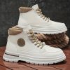 Men’S High-Top Skate Sneakers – All-Season Versatile Casual Shoes with Round Toe & Lace-Up Closure, Faux Cover Upper & Rubber Sole, Comfortable Mid-Calf Height for Skateboarding, Casual Attire – Retro Streetwear Style, Durable All-Terrain Traction (