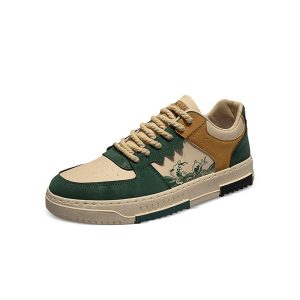 Men's Extra Large Size Sneakers - Low-Top Breathable TPU Sole & Lace-Up Closure, Greenu002FGoldenu002FGreyu002FGrey-Green Color Options, Casual Sports Shoes with Arch & Cushioned Comfort for Gym, Jogging, Yoga - 2025 New Release (Large Widths Available) - Solid Color Design with White Laces & Golden Accent, PU Lining & TPU Sole, Round Toe, Minimalist Style for Men's Fashion - Autumn Wear, High Quality Shoes for Men, Large Wide Width Mens Shoes, Shoes for Men Fashion,