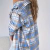 Women’s casual flannel plaid shirt button- long sleeve shirt jacket coat with pockets