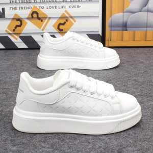 Men's 2025 Sneakers - Minimalist Lace-Up Shoes with Cushioned PVC Sole, Soft PU Upper - All-Season Everyday & Formal - for Office, Casual, Parties - Men's Comfortable Shoes, Office Wear, Sleek Design, Durable Construction, Versatile Footwear, Professional Attire