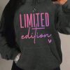 Women’S Oversized Hooded Sweatshirt with Limited Edition Letter Print – Pink & Black Graphic Pullover, Kangaroo Pocket & Drawstring Hood, Loose Fit Casual Winter Warmth, Fall Winter Fashion Statement Piece (Regular Length), Cozy Clothing, Streetwear Style, Pink And Grey Hoodie, Fall Clothe For Women, Sweatshirt For Women, Women Sweatshirt, Graphic Hoodie, Women’ Hoodie, Women Hoodie