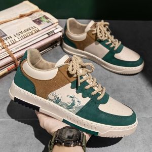 Men's Chic Street Style Color Block Skateboard Shoes, Comfortable Anti-slip Laced Casual Sports Shoes, Suitable for Men's Outdoor Activities, Men's Shoes