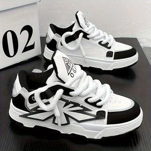 Men'S Black & White Checkered Low-Top Sneakers - Breathable Lightweight Athletic Platform Trainers with Cushioned EVA Insole, Arch Support & Non-Slip PVC Sole - All-Season Gym, Running, Walking Shoes for Casual Wear - Stylish Round-Toe Design (Synthetic Upper), Men Trainer Size, Men Sports Shoe, Men Sneaker, Running Shoe For Men, Shoe For Men Sneaker, Men Shoe, Men Tennis Shoe, Sneaker For Men, Men Platform Shoe, Men Sports Shoe On Offer, Sneakers For Men, White Casual Shoe For Men