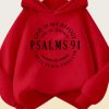 Cozy Christian Faith Hoodie 100% Polyester Cozy Women’s Pink Christian Faith Hooded Sweatshirt with Psalm 91 Bible Verse Print | Machine-Washable Pullover for Casual Wear | Inspirational Religious Apparel for Fallu002FWinter Layering