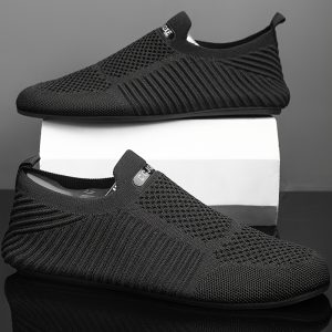Men's Athletic Sneakers - Trail Running, Tennis, and Hiking Shoes, Casual Fashion in Black, White, Brown - Slip-On Low-Top Design with Fabric Upper and Rubber Sole