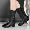Women’s Chunky heel Boots – Elegant Faux Cover Boots with back zipper Closure, Slip-Resistant Rubber Sole, All-Season Versatile Booties for Women, Office, Party, Everyday Outfits – European-Inspired Footwear