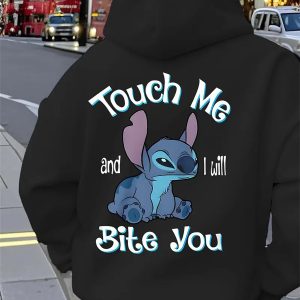 Design - Sense Disney - Licensed Stitch with Funny Slogan Printed Women's Hooded Zip - up Sweatshirt