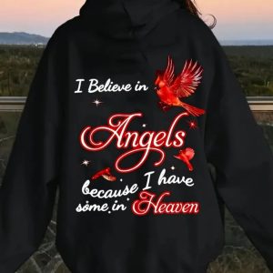 Women's Black Hooded Sweatshirt with Red Cardinal &