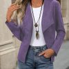 Solid Color Long Sleeve Jacket, Stylish Open Front Jacket For Spring & Fall, Women’s Clothing