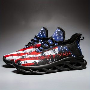 Independence Day 2024 New Print Lightweight Shock Absorption Tough and Breathable Running Shoes for Men - Soft Sole Mesh Fabric