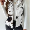 Elegant Special Spot Print Teddy Bear Vest Jacket, Zipper Plush Cardigan Gilet